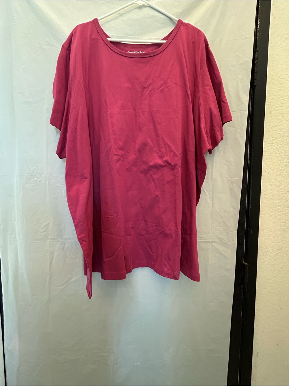 Woman Within Short-Sleeve Relaxed Tee in Fuchsia Dark Pink Sz 4X/34-36 NWNT